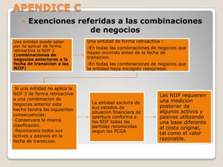 APENDICE CExenciones referidas a las combinaciones de negocios