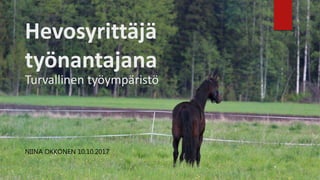 Hevosyrittäjä
työnantajana
Turvallinen työympäristö
NIINA OKKONEN 10.10.2017
 
