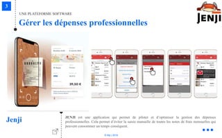 © Niji | 2018
JENJI est une application qui permet de piloter et d’optimiser la gestion des dépenses
professionnelles. Cela permet d’éviter la saisie manuelle de toutes les notes de frais mensuelles qui
peuvent consommer un temps conséquent.
Jenji
Gérer les dépenses professionnelles
UNE PLATEFORME SOFTWARE
 