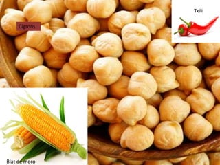 Cigrons
Blat de moro
Txili
 