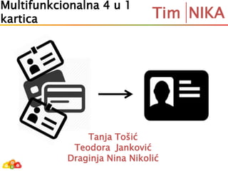 NIKATim
Multifunkcionalna 4 u 1
kartica
Tanja Tošić
Teodora Janković
Draginja Nina Nikolić
 