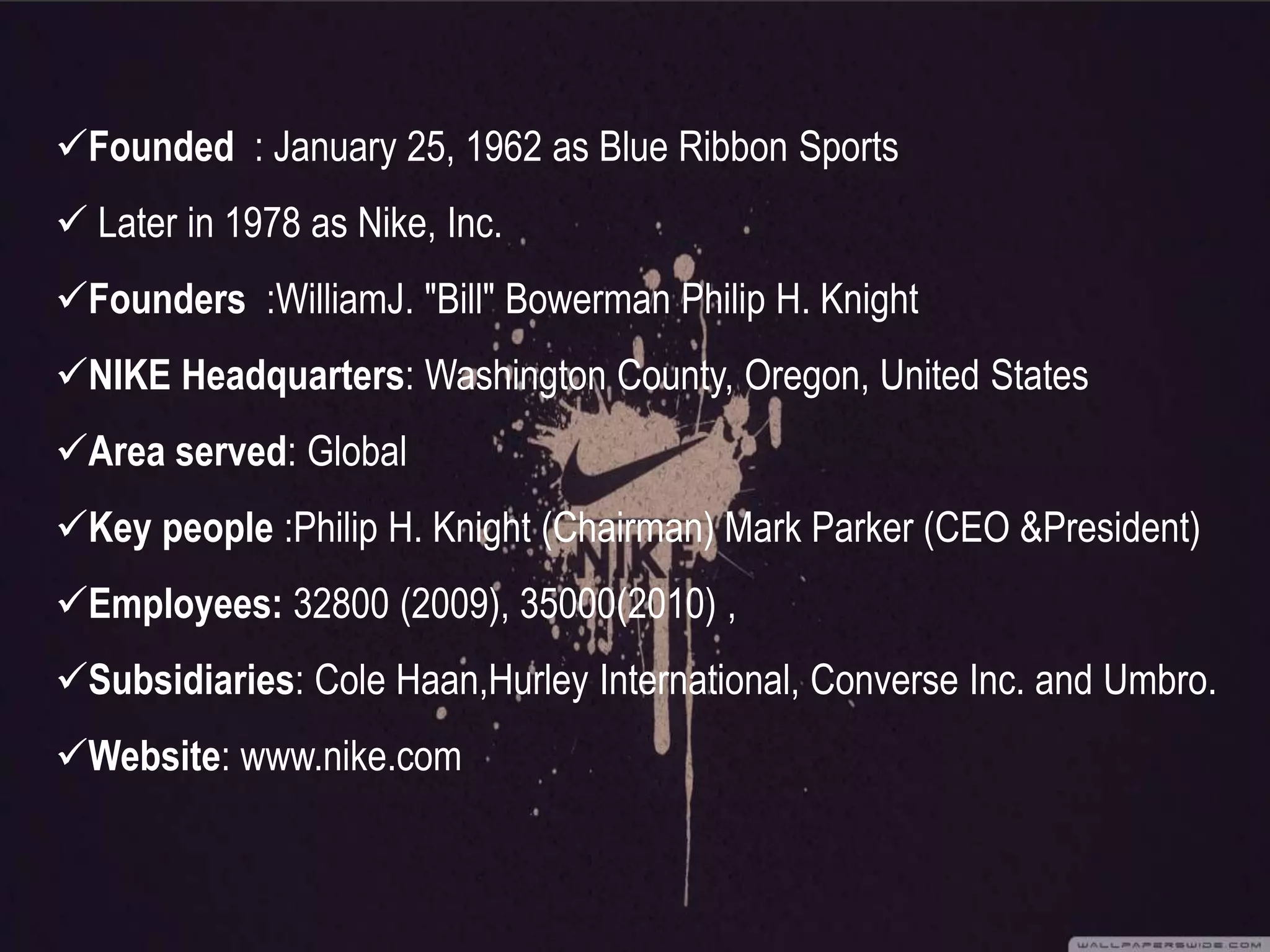 nike product line list