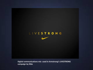 • Started to diversify the
companies and entered new
product categories like
footwear, apparel, and
equipment.
• 2009: Launched Tiger Web
Talkback session at
nikegolf.com when Tiger
Woods endorsed the Nike
Golf brand.
 