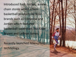 The Nike Golf brand, a collection of apparel, equipment and
shoes started by Nike and endorsed by Tiger Woods
 