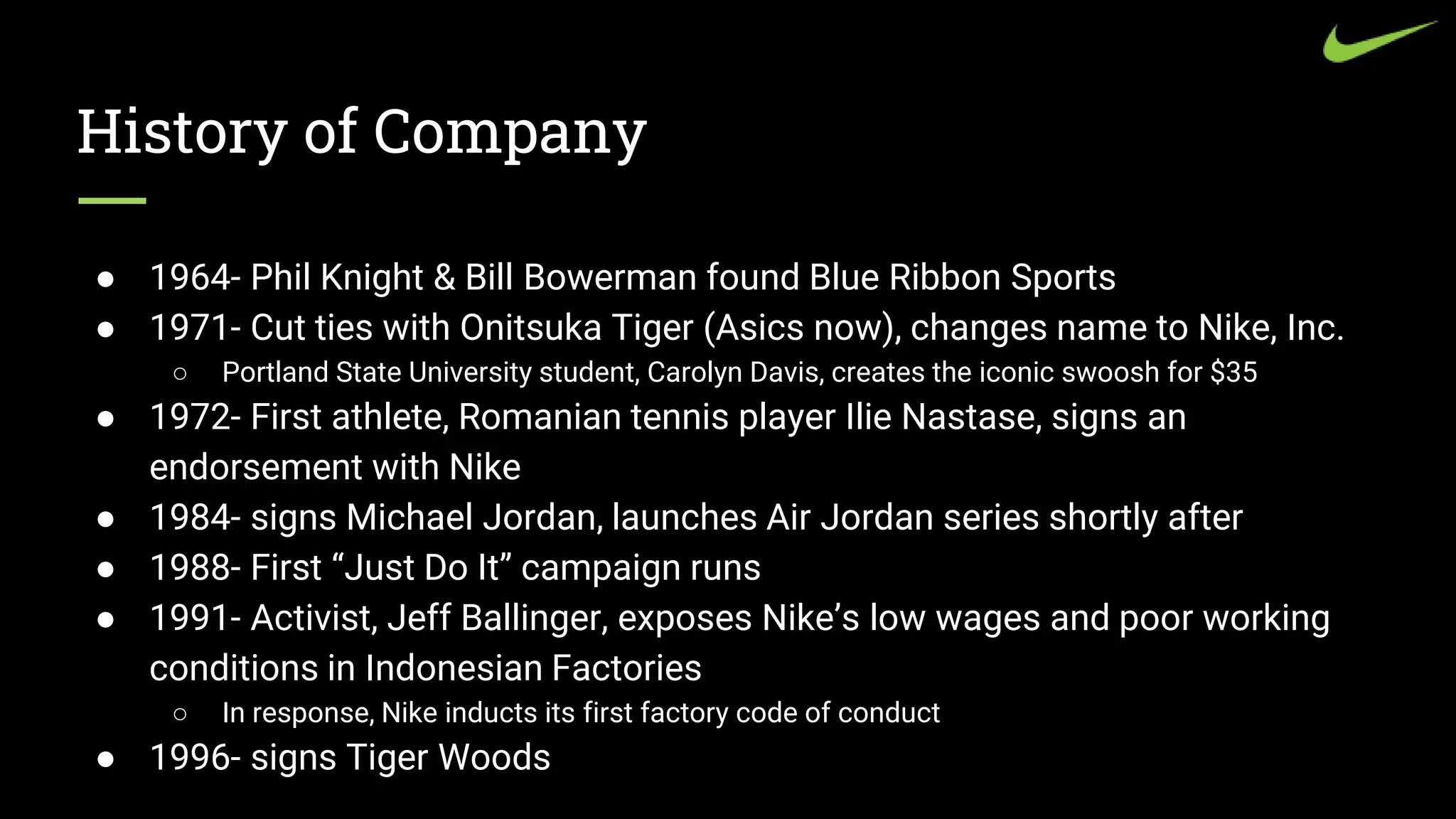 brief history of nike company