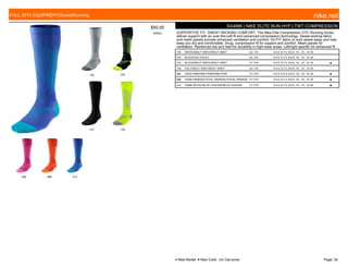 130 070
010 700
662 888 414
$50.00
W0052
SX4886 | NIKE ELITE RUN HYP LTWT COMPRESSION
SUPPORTIVE FIT, SWEAT-WICKING COMFORT. The Nike Elite Compression OTC Running Socks
deliver support with an over-the-calf fit and advanced compression technology. Sweat-wicking fabric
and mesh panels provide enhanced ventilation and comfort. Dri-FIT fabric to wick sweat away and help
keep you dry and comfortable. Snug, compression fit for support and comfort. Mesh panels for
ventilation. Reinforced toe and heel for durability in high-wear areas. Left/right specific for enhanced fit.
130 WHITE/WOLF GREY//WOLF GREY c/o -7/5 4-5.5, 6-7.5, 8-9.5, 10-, 12-, 14-16
070 BLACK/VOLT//VOLT c/o -7/5 4-5.5, 6-7.5, 8-9.5, 10-, 12-, 14-16
010 BLACK/WOLF GREY//WOLF GREY 7/1-7/31 4-5.5, 6-7.5, 8-9.5, 10-, 12-, 14-16 ■
700 VOLT/WOLF GREY/WOLF GREY c/o -7/5 4-5.5, 6-7.5, 8-9.5, 10-, 12-, 14-16
662 VIVID PINK/PINK POW//PINK POW 7/1-7/31 4-5.5, 6-7.5, 8-9.5, 10-, 12-, 14-16 ■
888 TEAM ORANGE/TOTAL ORANGE//TOTAL ORANGE 7/1-7/31 4-5.5, 6-7.5, 8-9.5, 10-, 12-, 14-16 ■
414 GAME ROYAL/BLUE LAGOON//BLUE LAGOON 7/1-7/31 4-5.5, 6-7.5, 8-9.5, 10-, 12-, 14-16 ■
FALL 2015 EQUIPMENT|Socks|Running nike.net
● New Model ■ New Color c/o Carryover Page: 52
 