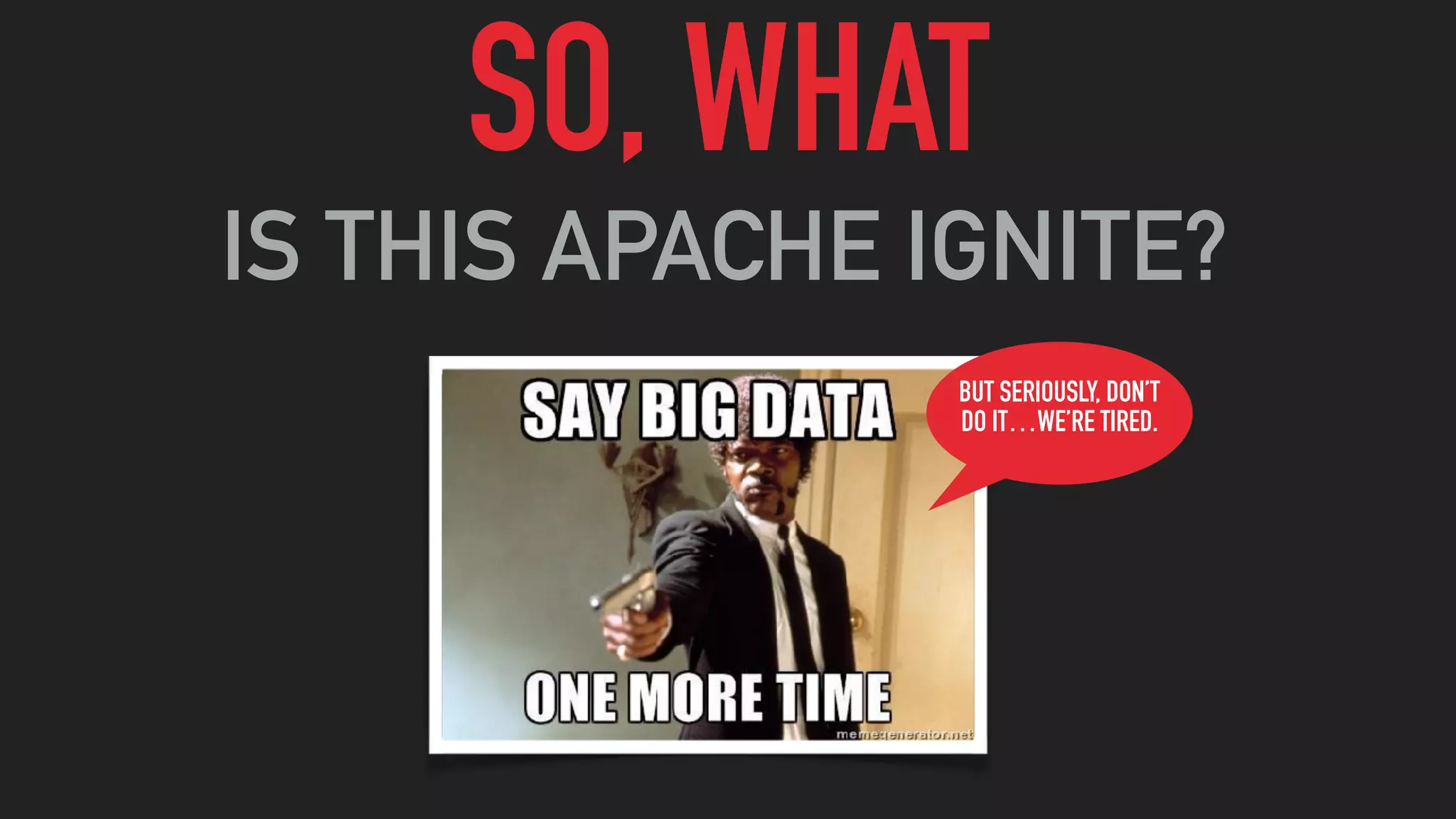 SO, WHAT
IS THIS APACHE IGNITE?
BUT SERIOUSLY, DON’T
DO IT…WE’RE TIRED.
 