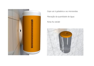 Copo vai à geladeira e ao microondas

Marcação da quantidade de água

Porta fio retrátil
 