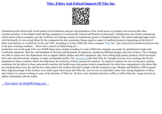 Nike inc globalization cheap
