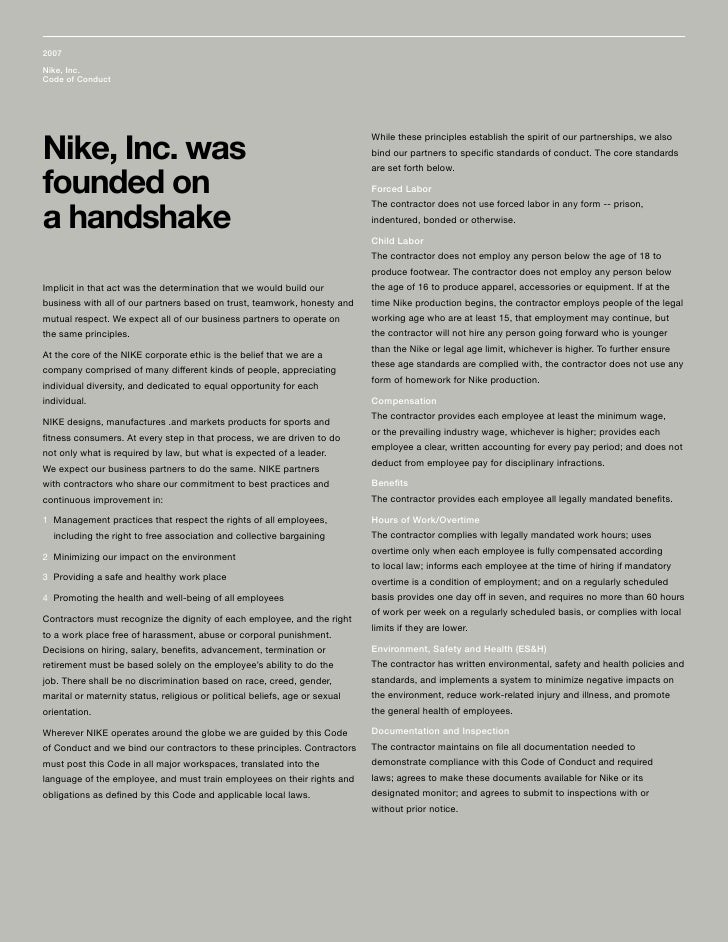 Image In This Age: Nike Code Of Conduct