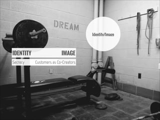 Identity/Image

IDENTITY
Secrecy

IMAGE
Customers as Co-Creators

 