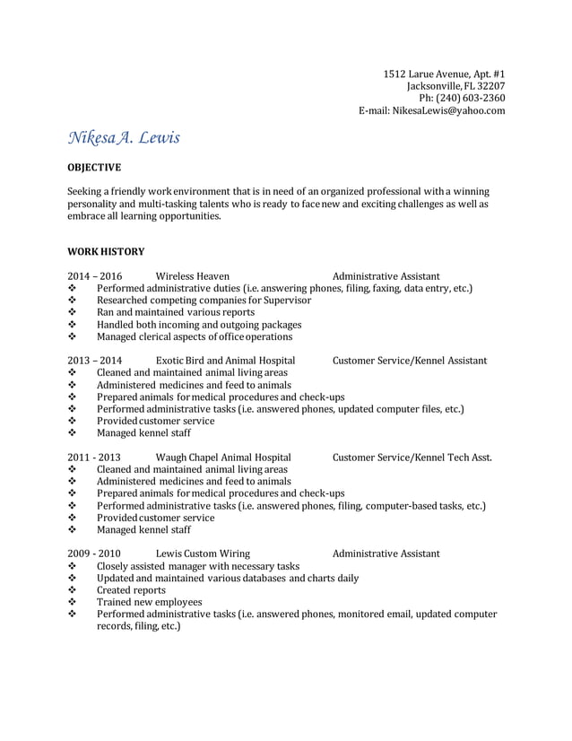 Nikesa lewis resume PDF - Nikesa Lewis Resume 1 638