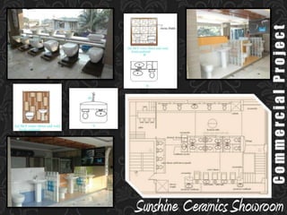 Wall Elevation with Bathroom Fixtures and Accessories DisplayWater Closet & Shower Panel DisplayColumn Elevation, Bathroom Fixture DisplayCommercial ProjectCenter Display for sinks and faucets