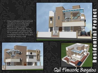 I played with geometrical lines and shapes in the design of the master bedroom.  I created lines using wood panel with veneer on the headboard and followed this format onto the pillars, walls, and furniture to create uniformity within the room.  Each piece of furniture had to be designed and custom built for this villa so that it would fit into corners and niches.  In this way the corner spaces and niches were made useful.Bookshelf in  wall nicheBed Side wall and Headboard DetailsResidential ProjectMaster  BedroomLayoutDressing roomcabinetry layoutDressing room cabinetry with sliding door