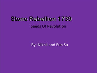 Seeds Of Revolution  By: Nikhil and Eun Su  Stono Rebellion 1739 
