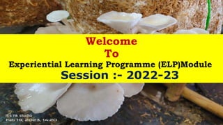 Welcome
To
Experiential Learning Programme (ELP)Module
Session :- 2022-23
 