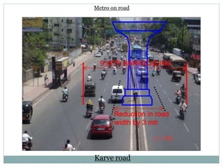 Metro on road 
Karve road 
 