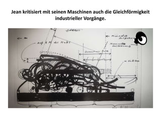 Jean kritisiert mit seinen Maschinen auch die Gleichförmigkeit
industrieller Vorgänge.
 