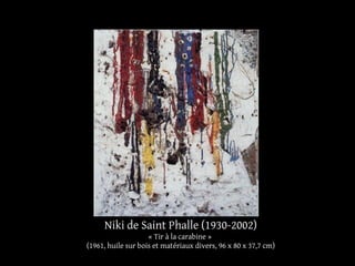 Niki de Saint Phalle (1930-2002) 
« Tir à la carabine » 
(1961, huile sur bois et matériaux divers, 96 x 80 x 37,7 cm) 
 