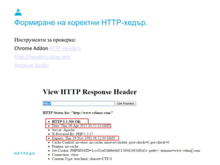 Формиране на коректни HTTP-хедър.
Инструменти за проверка
 