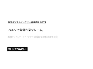 SUKEDACHI
Copyright © 2009-2015 SUKEDACHI Inc. All Rights Reserved.
SUKEDACHI
B2Bデジタルマーケター養成講座 DAY1
ペルソナ設計作業フレーム。
B2Bデジタルマーケティングの全体設計と指標の重要性その１
 