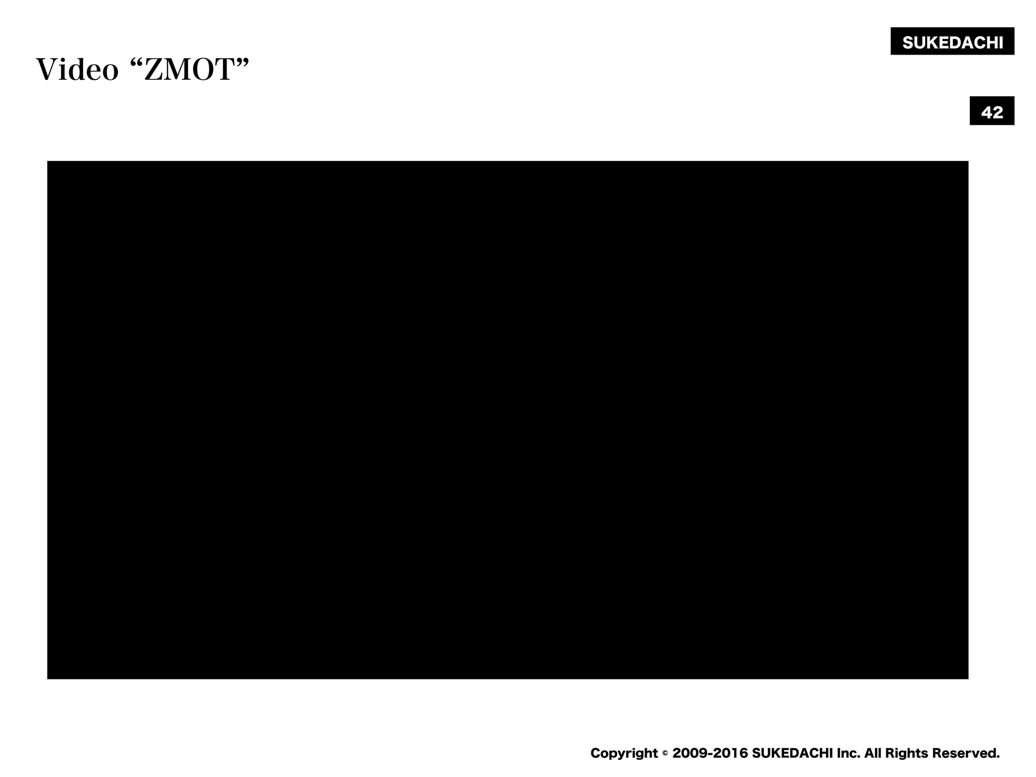 SUKEDACHI
Copyright © 2009-2016 SUKEDACHI Inc. All Rights Reserved.
Video ZMOT
42
 