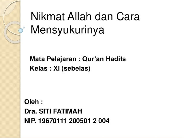 Nikmat Allah Dan Cara Mensyukurinya