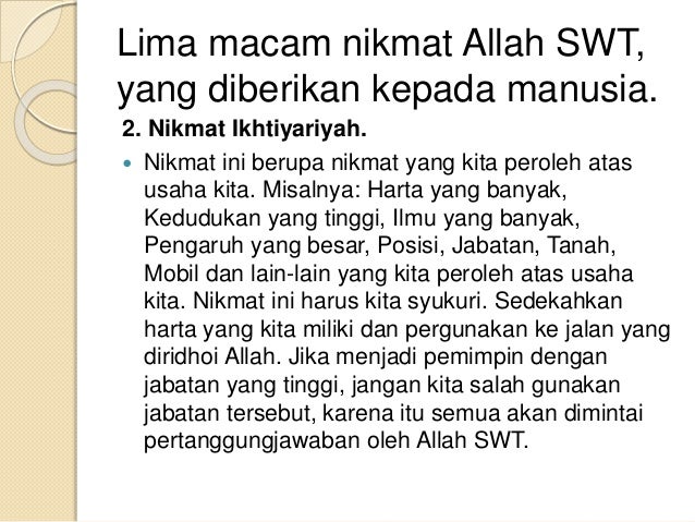 Contoh Nikmat Allah Kepada Manusia