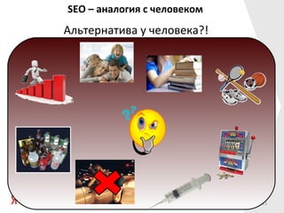 SEO – аналогия с человеком
Альтернатива у человека?!




                             23
 