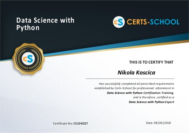 Data Science with Python Certificate