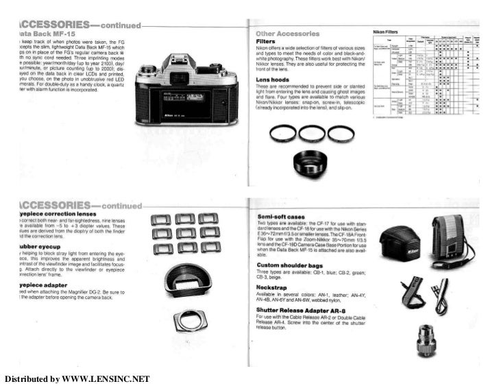 Nikon FG manual