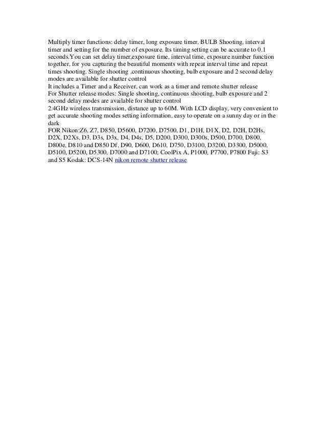 Nikon remote shutter release