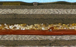 Cross-section through a multi-layered carbon-fiber
reinforced composite structure for defect analysis
(100x). Peter Pook, Riverport, Nova Scotia, Canada
 