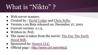 Nikto - an overview  ScienceDirect Topics