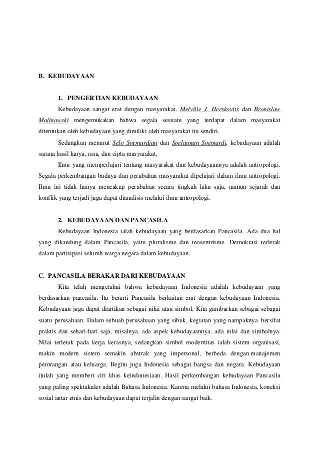 Nilai Nilai Pancasila Berakar Dari Budaya Bangsa Indonesia