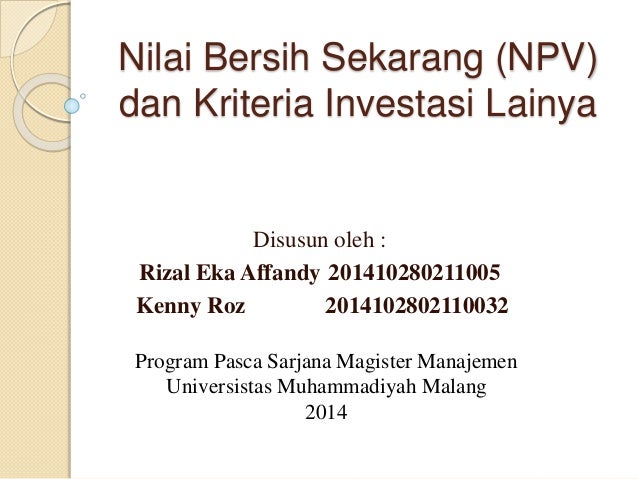 Pertanyaan Tentang Kriteria Investasi