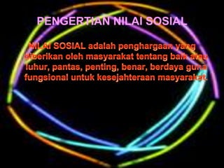 PENGERTIAN NILAI SOSIAL
 