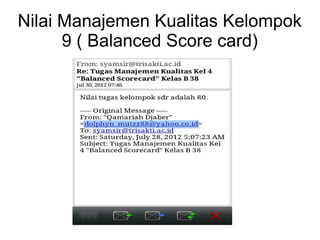 Nilai Manajemen Kualitas Kelompok
      9 ( Balanced Score card)
 