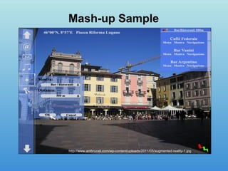 Mash-up Sample

http://www.ambruceli.com/wp-content/uploads/2011/03/augmented-reality-1.jpg

 