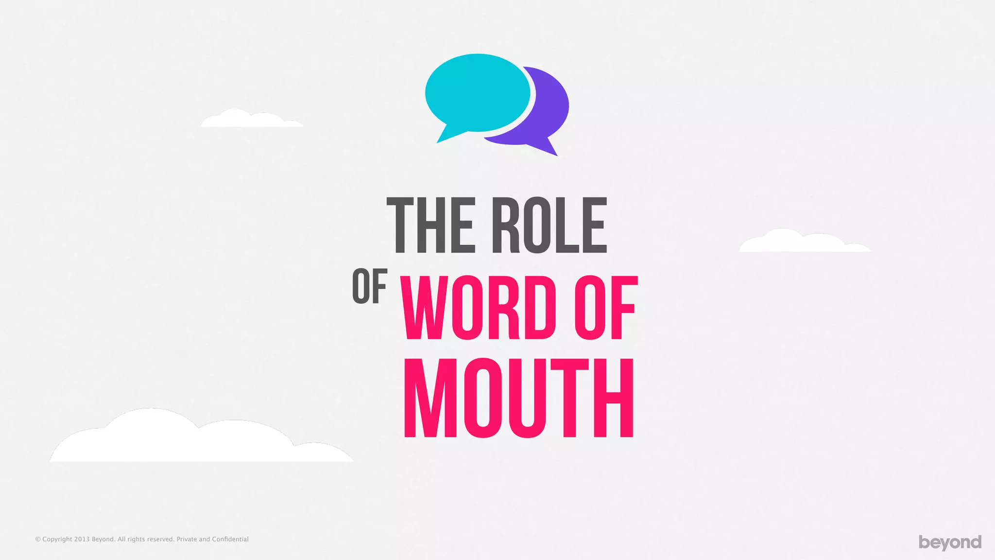 © Copyright 2013 Beyond. All rights reserved. Private and Conﬁdential
of
The role
word of
mouth
 