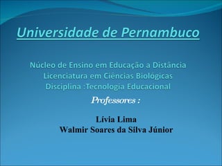 Professores :

        Lívia Lima
Walmir Soares da Silva Júnior
 