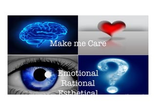 Make me Care


Emotional
Rational
Esthetical
 guido everaert
 