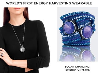 WORLD’S FIRST ENERGY HARVESTING WEARABLE
SOLAR CHARGING:
ENERGY CRYSTAL
 