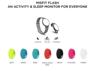 ZEST WAVE REEF COCA-COLA
RED
ONYX FUCHSIA FROST
MISFIT FLASH 
AN ACTIVITY & SLEEP MONITOR FOR EVERYONE
SLEEPING CYCLING SWIMMING
 