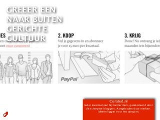 CREEER EEN
NAAR BUITEN
GERICHTE
CULTUUR




                                 Curated.nl
              Ieder kwartaal een bijzonder item, geselecteerd door
                de scherpste bloggers. Aangeboden door merken.
                        Ideeen liggen voor het oprapen.
 