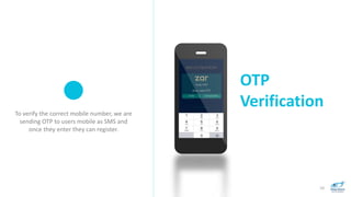 OTP
Verification
10
To verify the correct mobile number, we are
sending OTP to users mobile as SMS and
once they enter they can register.
 