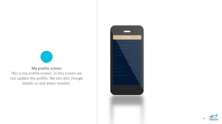 20
My profile screen
This is my profile screen. In this screen we
can update the profile. We can also change
details as and when needed.
 