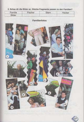 2. Schau dir die Bilder an. Welche Fragmente passen zu den Familien?
Familie Fischer Stern Hacker
Bilder
Familienfotos
 