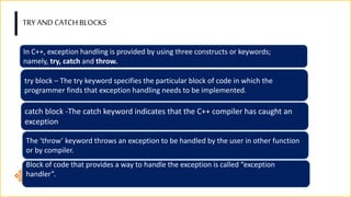 Templates and Exception Handling in C++ | PPTX