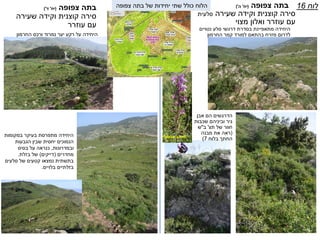 ‫צפופה‬ ‫בתה‬(‫יח‬'‫ה‬')
‫קוצנית‬ ‫סירה‬‫שעירה‬ ‫וקידה‬‫סלעית‬
‫עם‬‫מצוי‬ ‫ואלון‬ ‫עוזרר‬
‫לוח‬16‫בתה‬‫צפופה‬(‫יח‬'‫ד‬')
‫וקידה‬ ‫קוצנית‬ ‫סירה‬‫שעירה‬
‫עוזרר‬ ‫עם‬
‫במקומות‬ ‫בעיקר‬ ‫מתפרסת‬ ‫היחידה‬
‫הגבעות‬ ‫שבין‬ ‫יחסית‬ ‫הנמוכים‬
‫ובמדרונות‬,‫בסיס‬ ‫על‬ ‫כנראה‬
‫מחדרים‬(‫דייקים‬)‫בזלת‬ ‫של‬.
‫סלעים‬ ‫של‬ ‫קטעים‬ ‫נמצאו‬ ‫בתשתית‬
‫בלויים‬ ‫בזלתיים‬.
‫נטויים‬ ‫סלע‬ ‫דרגשי‬ ‫בסדרת‬ ‫מתאפיינת‬ ‫היחידה‬
‫החרמון‬ ‫קמר‬ ‫למורד‬ ‫בהתאם‬ ‫מזרח‬ ‫לדרום‬
‫אבן‬ ‫הם‬ ‫הדרגשים‬
‫שכבות‬ ‫וביניהם‬ ‫גיר‬
‫של‬ ‫חוור‬‫תצ‬'‫ב‬"‫ש‬
(‫מבנה‬ ‫את‬ ‫ראה‬
‫בלוח‬ ‫החתך‬7)‫אנטולי‬ ‫סחלב‬
‫החרמון‬ ‫ורכס‬ ‫נמרוד‬ ‫יער‬ ‫רקע‬ ‫על‬ ‫היחידה‬
‫צפופה‬ ‫בתה‬ ‫של‬ ‫יחידות‬ ‫שתי‬ ‫כולל‬ ‫הלוח‬
 